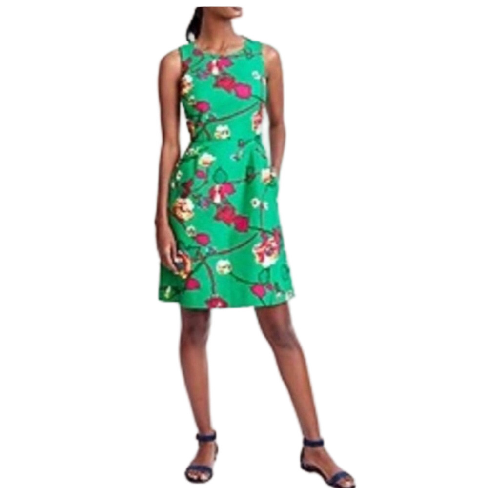 J.Crew Kelly Green & Pink Floral Cotton Mini Dress – Sleeveless, Pockets – Sz 6